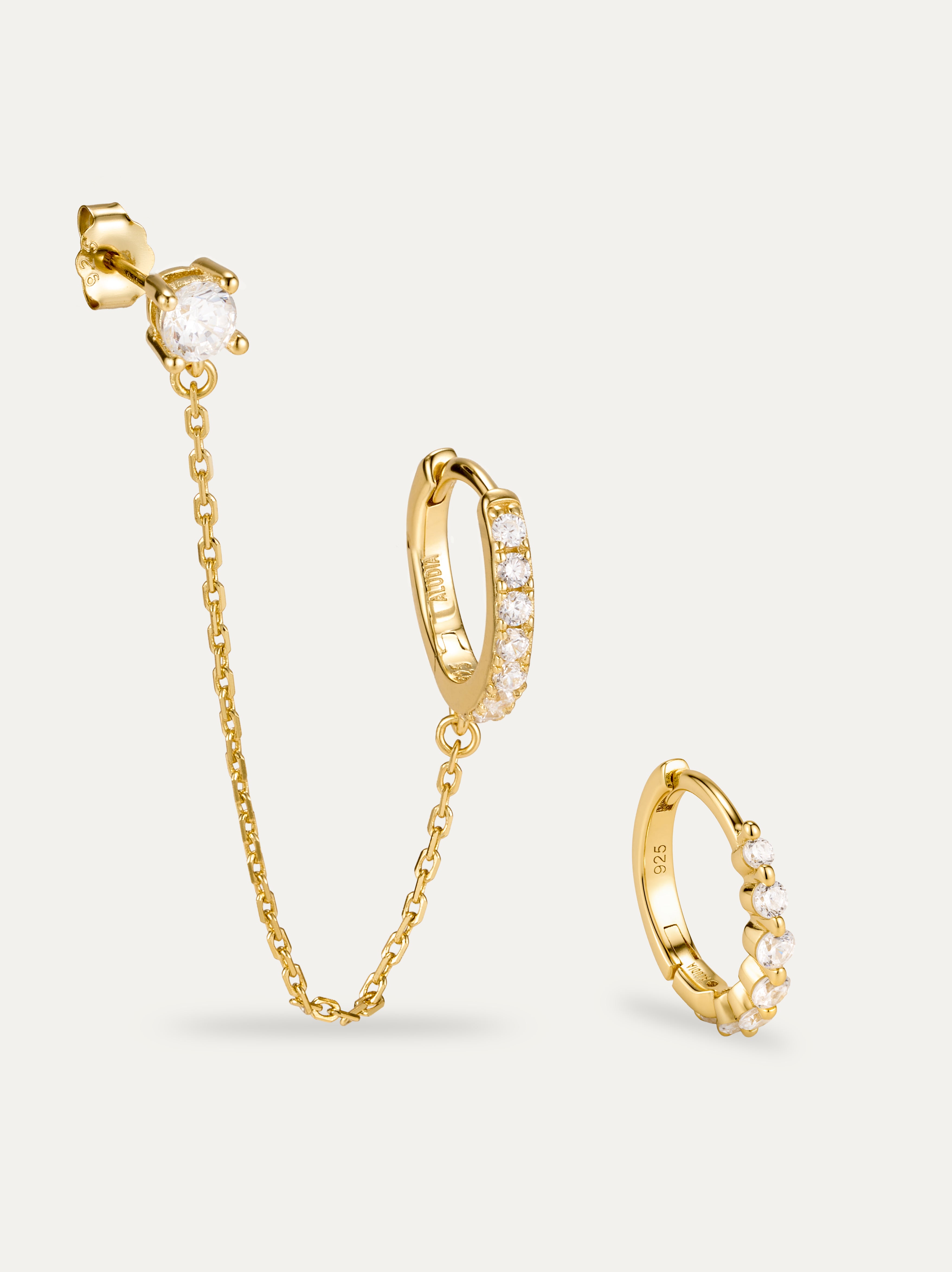 Duality Chain Stud-Hoops