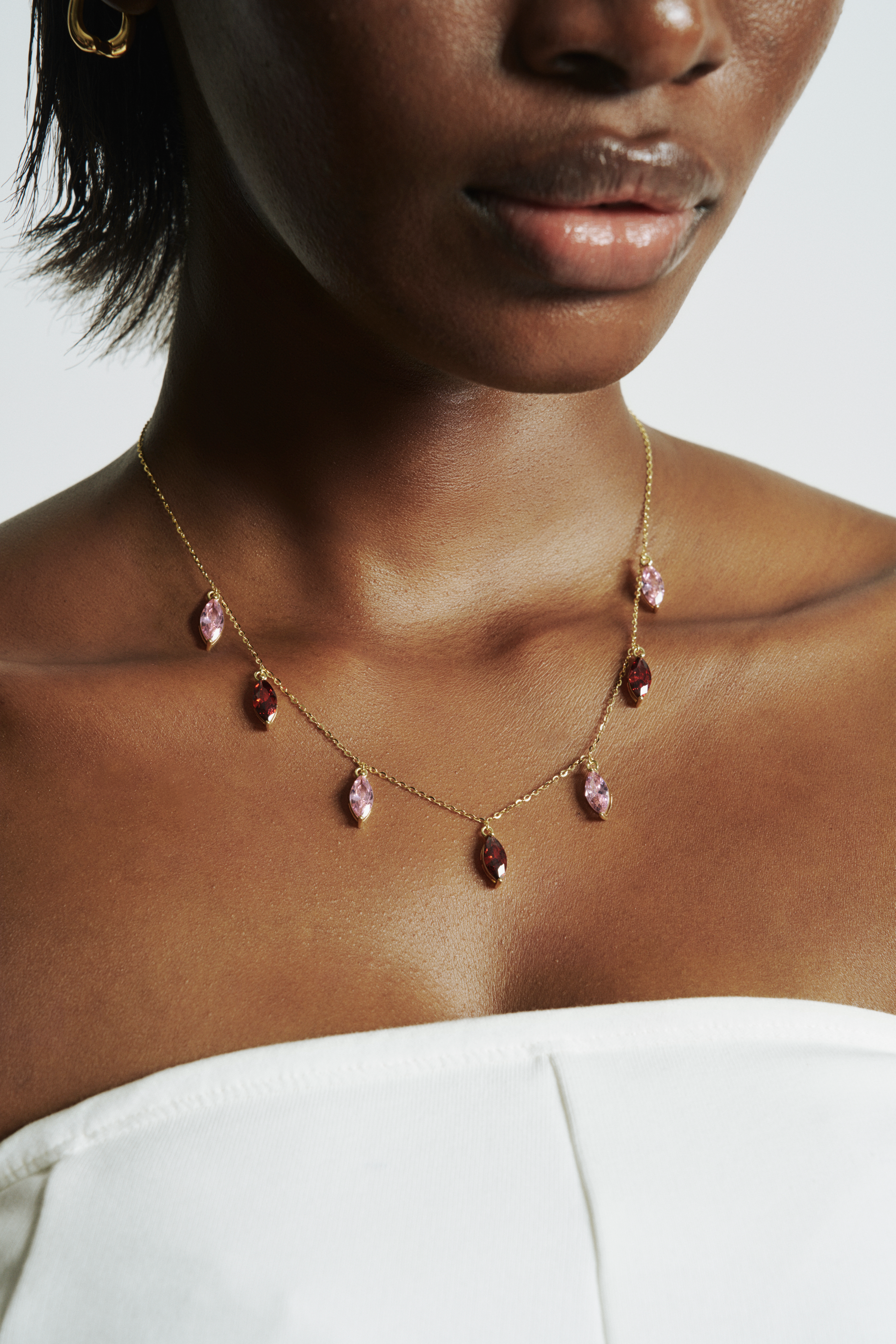 Ruby Thread Station Necklace